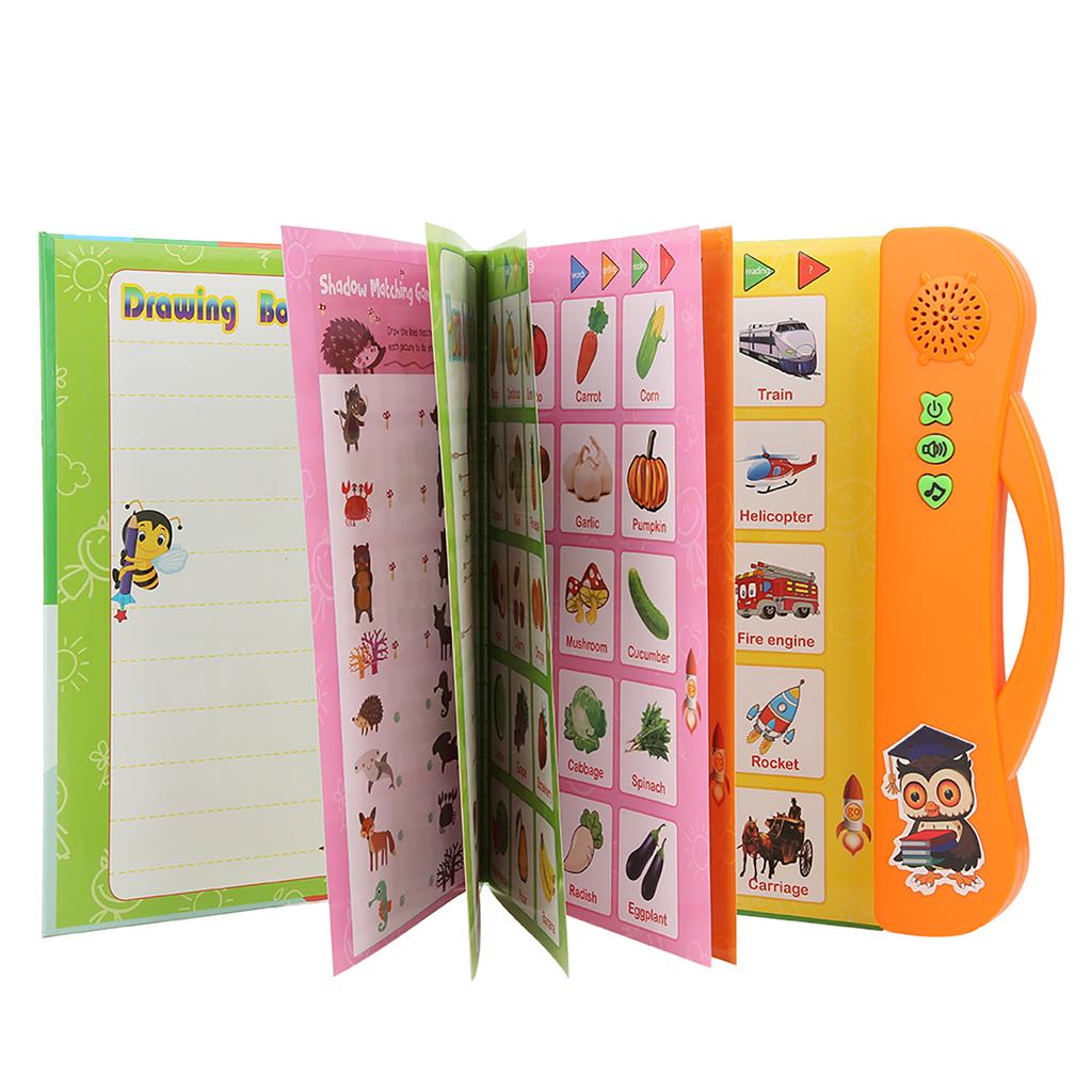 Kid English E Book Electronic Sound Book Educational Toy Reading Machine With Learning Pen(Orange )