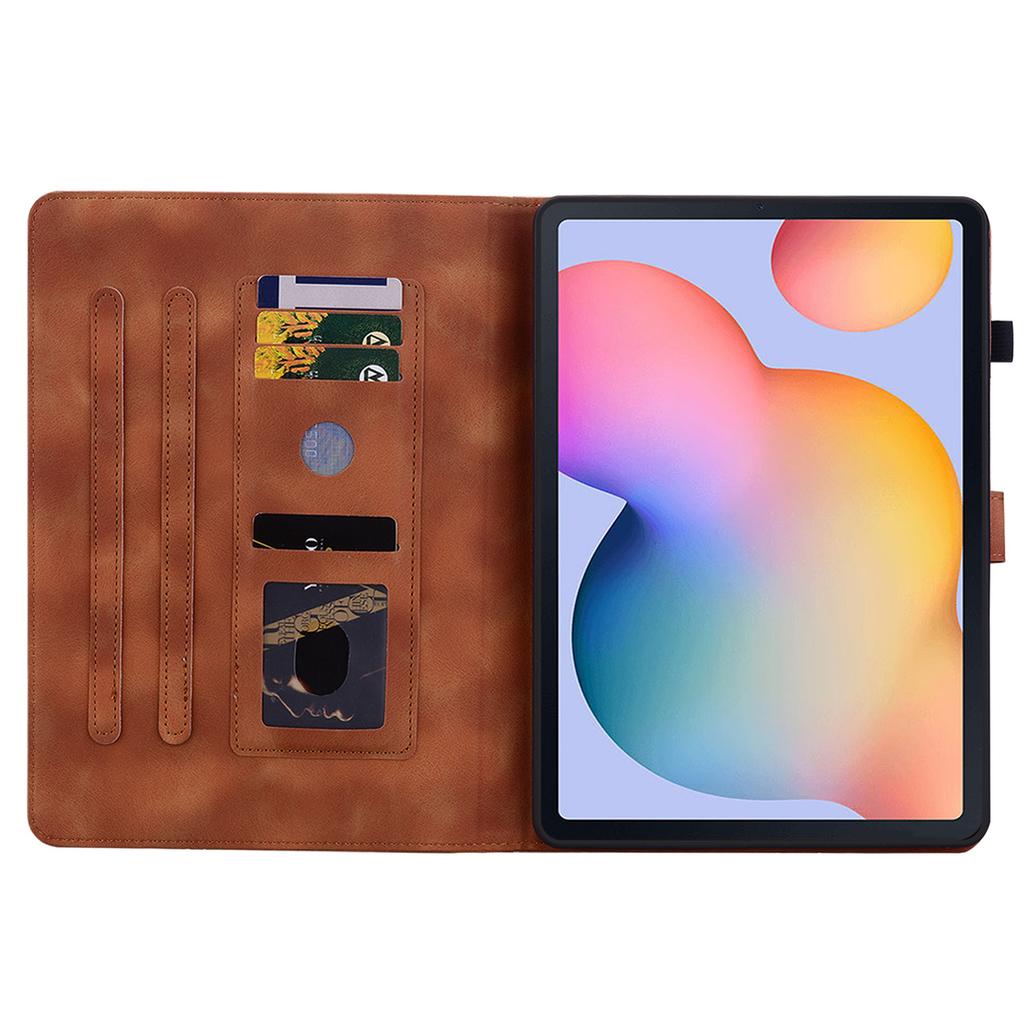 For Samsung Galaxy Tab S6 Lite (2020)/(2022)/(2024) Case Lily Flower Imprint Card Holder Leather Tablet Cover