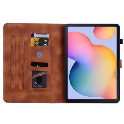 For Samsung Galaxy Tab S6 Lite (2020)/(2022)/(2024) Case Lily Flower Imprint Card Holder Leather Tablet Cover
