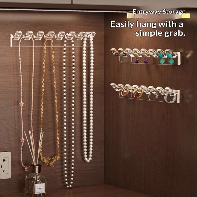 3 шт. Самоклеящийся органайзер для ожерелий, Компактный многофункциональный органайзер для украшений, Настенный держатель для ожерелий