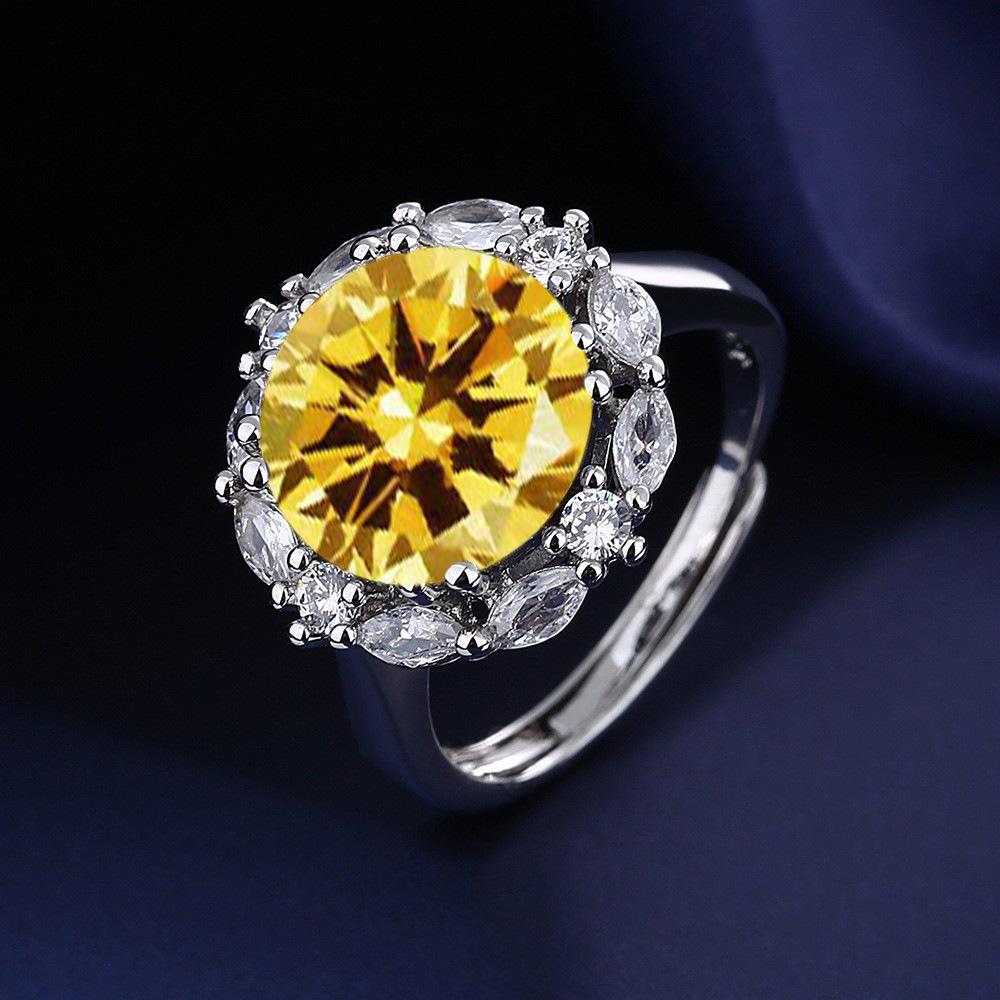 

Большое кольцо с яйцом королевы-голубки и инкрустацией цирконами, женское кольцо, ювелирные изделия, изысканные ювелирные изделия Resizable