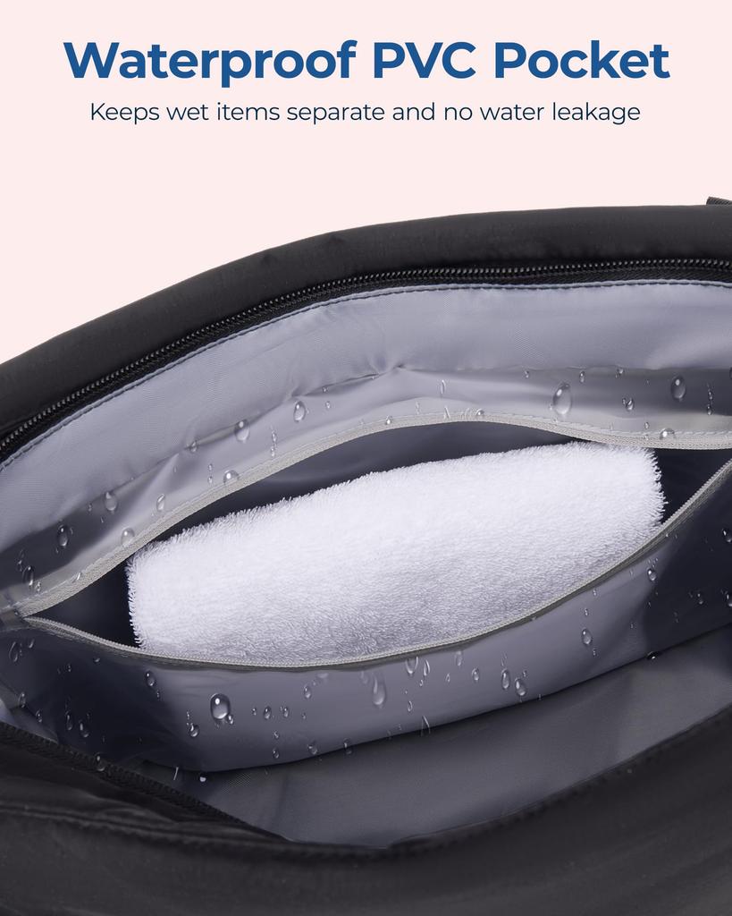 Tote Bag with Large Quilted Tote Bag with Yoga Mat for Gym [BAGSMART] Zipper, Capacity, Strap, Lightweight, Women, Travel, Commuting,