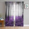 Indoor Tulle Curtains Pattern Texture Purple Girls Bedroom Exquisite Voile Curtain Living Room Kitchen Chiffon Fabric Curtains