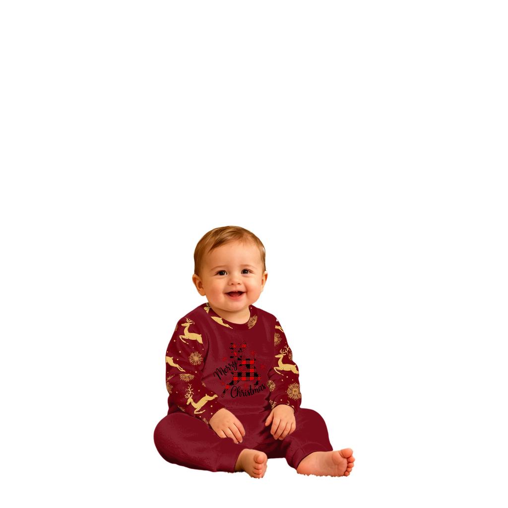 Christmas Print Long Sleeve Long Pants Family Matching Pajama Set for Holiday Loungewear