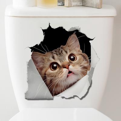 Süße Katzen-Toilettenaufkleber, Wasserdicht Abnehmbar Selbstklebend Badezimmer Heimdekoration