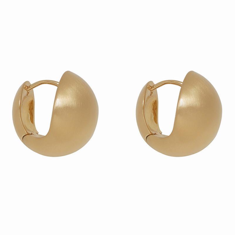 Textured Classic Korean Smooth Gold Half Circle Earrings Women For