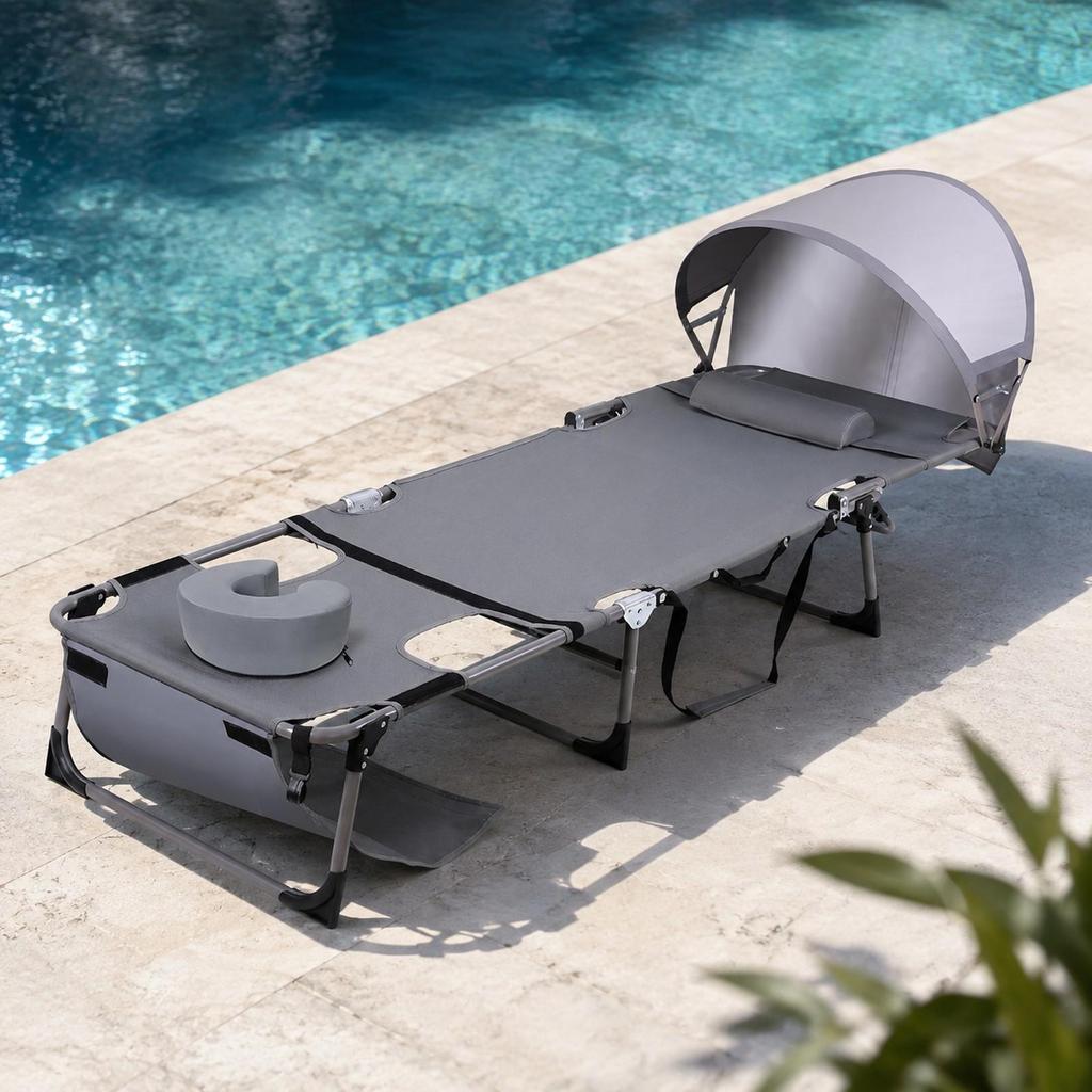 Portable Folding Lounge Bed Foldable Sunbathing for Beach