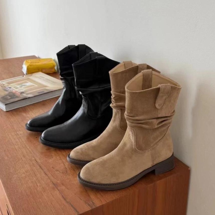 Autumn and Winter New Thick Heel Fashion Boots Transcendent Foreign Style Short Tube Round Head Knight Intellectual Style City Nomadic Style Women'
