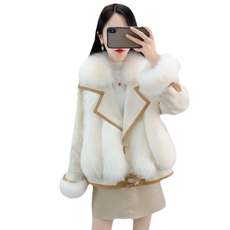 New imitation fox fur jacket women's short imitation suede coat light winter clothing