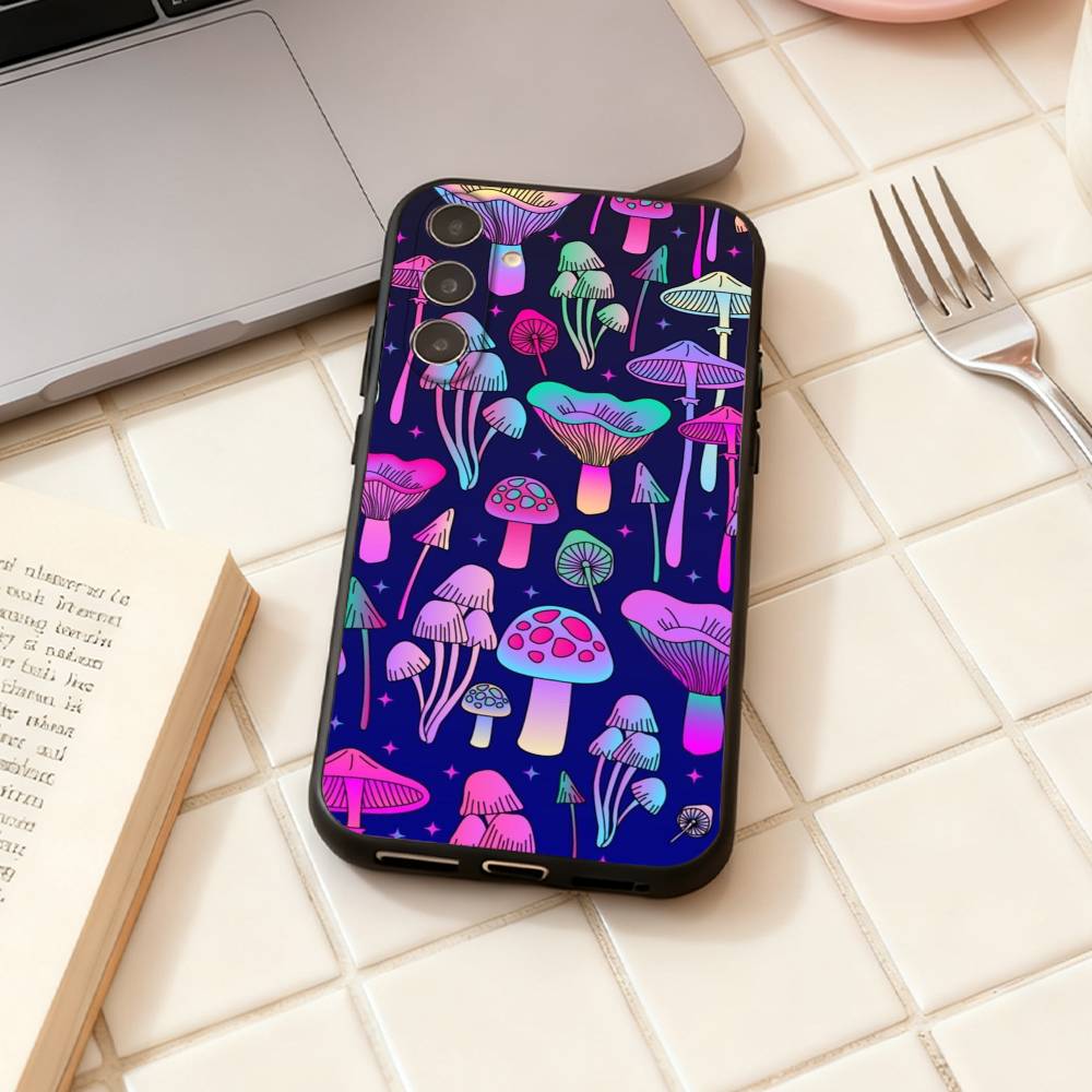Trippy Psychedelic Mushrooms phone Case For Samsung Galaxy A73,A72,A71,A70,A53,A52,A51,Others Soft Black Shell