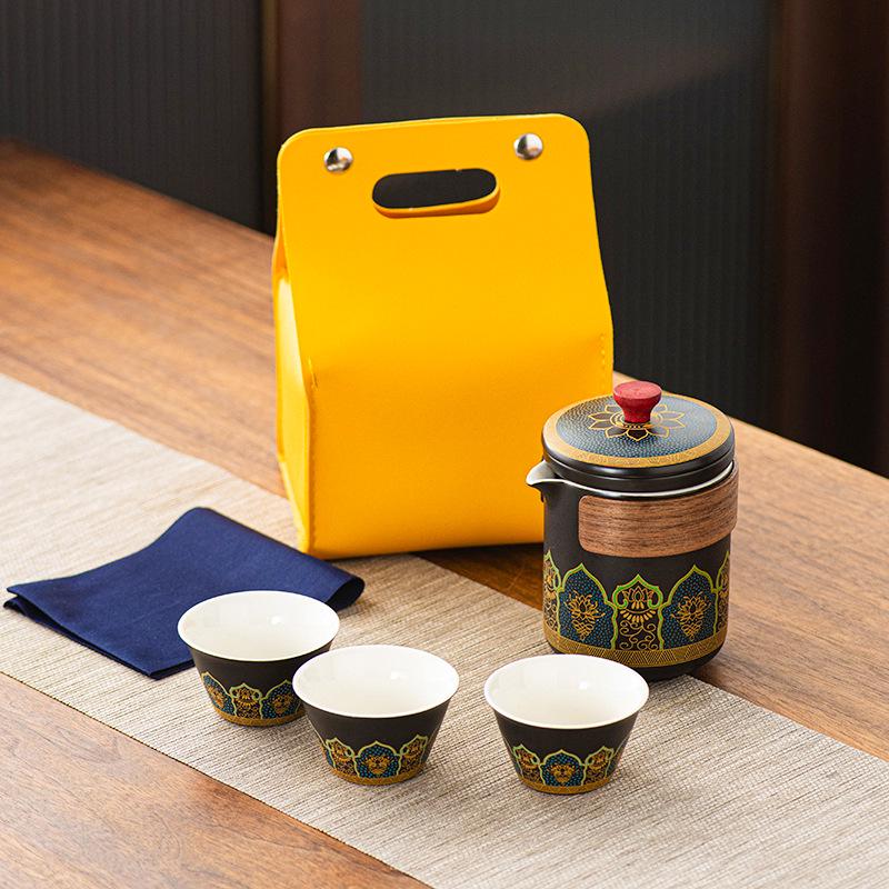 Portable Kung Fu Tea Set with Custom Logo - Ideal for Festivals, Corporate Gifts, and Outdoor Use