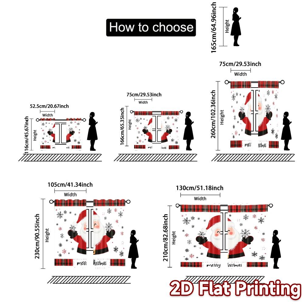 2pcs,Curtains Cute Santa Claus Christmas Chic Curtains&Drapes Versatile Durable Polyester Curtains All Seasons for Living Room,