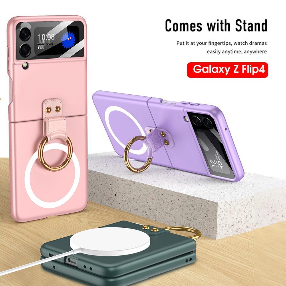 Samsung Z Flip4 Magnetic Ring Wireless Charging Phone Case - Ultra-thin, Foldable, Drop Protection Cover