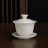 Unpolished Jade Porcelain 120ml Tea Brewing Bowl - Pure White, Ice Type, Lidded for Home Use.