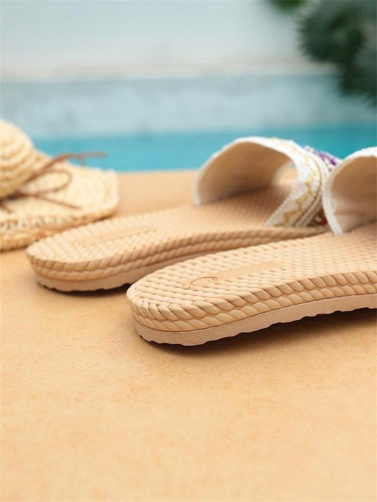 Ethnic Style Thick-Soled Large Size Casual Open-Toe Flip-Flop Sandals with Hemp Rope Sole