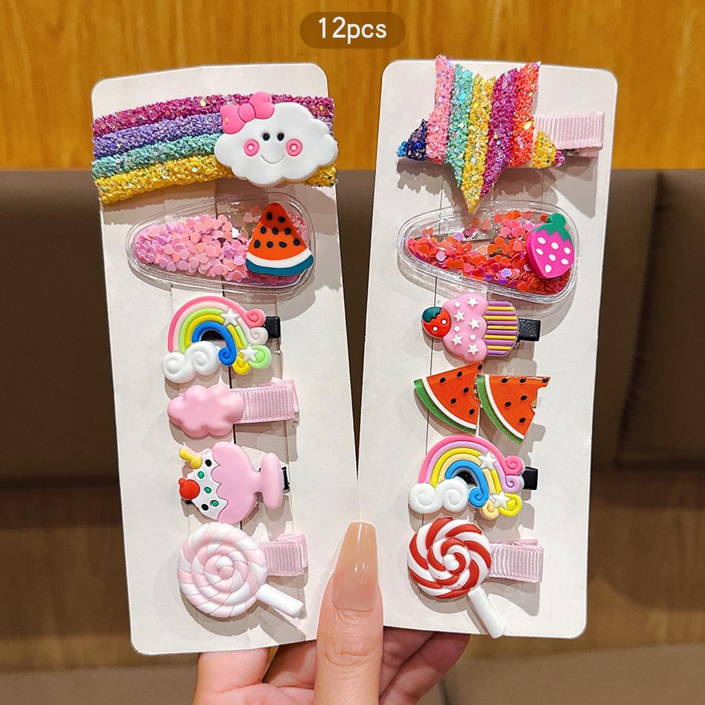 12 Regenbogen-Frucht-Haarspangen Niedliche BB-Haarspangen Kopfschmuck-Clips Geeignet für den täglichen Gebrauch Kopfschmuck