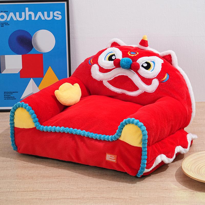 Red Lion Dance Warm Comfortable Pet Bed For Cats And Dogs