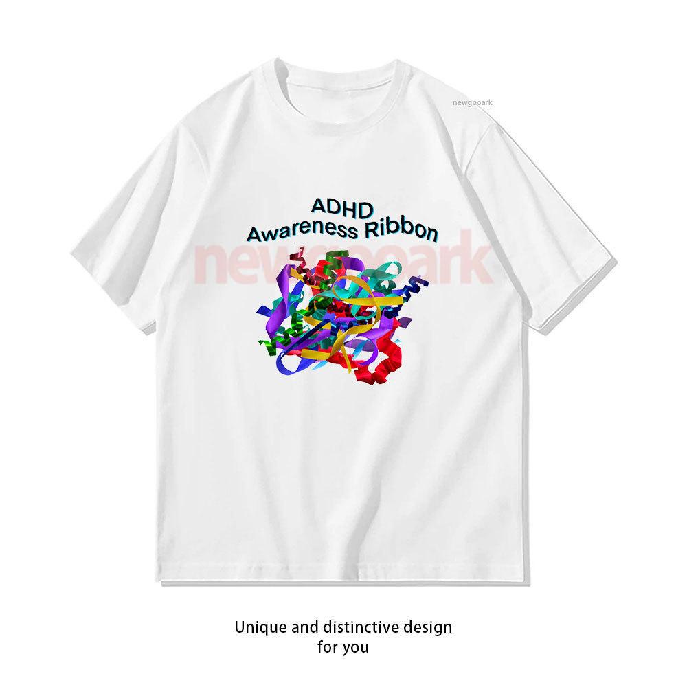 ADHD Awareness Ribbon Classic TShirt Woman Man Casual Cotton Graphic T Shirts Creative Streetwear Camisetas Tops Tee S