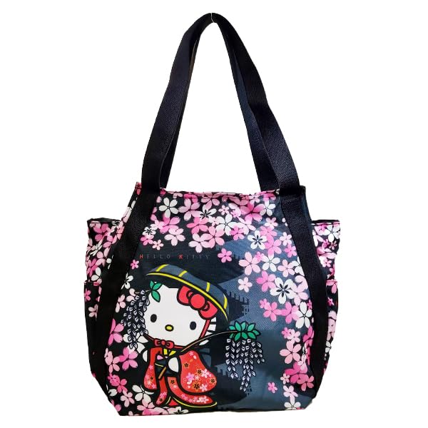 

Tote Bag Balloon Bag Hello Kitty Kuromi My Melody Pompompurin Mermaid Japanese Pattern Kitty x [RINRE] Women s (Hello Sakuran)