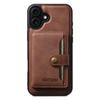 For iPhone 16 Plus Magnetic Case with Card Holder Cowhide Texture Leather Back Cover