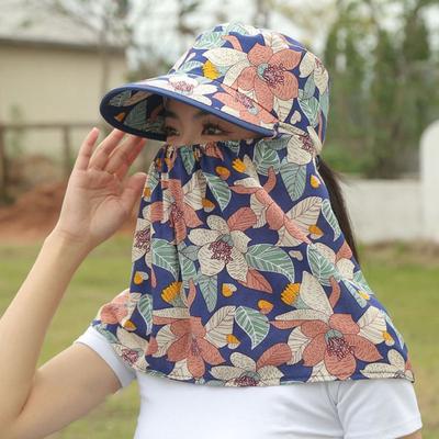 Sun Protection Cover Face Cap Floral Sunscreen Bucket Hat Fashion Tea Picking Hat  Ladies/Girls