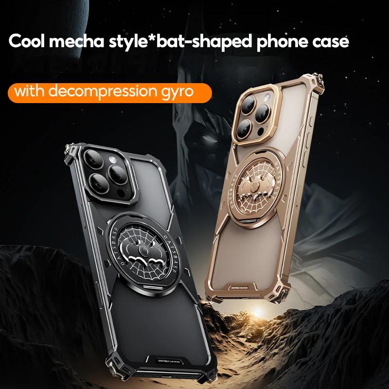Eary for iPhone 16 Pro Max Bat Phone Case for Magsafe 360°Rotation Kickstand Metal Frameless Military Grade Shockproof Cover