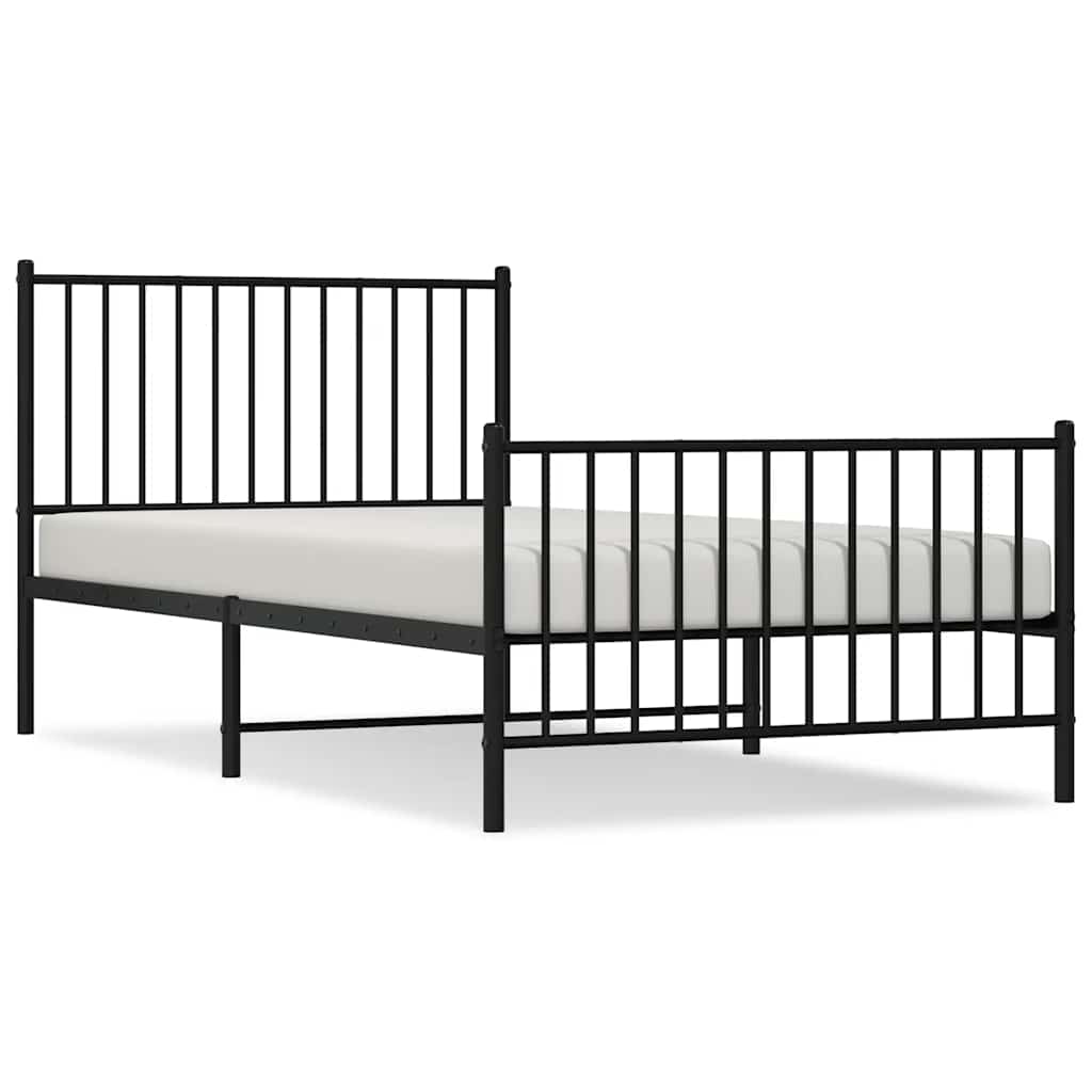 Vidaxl Struttura Letto in Metallo con Testiera e Pediera, Nera, 100X200cm