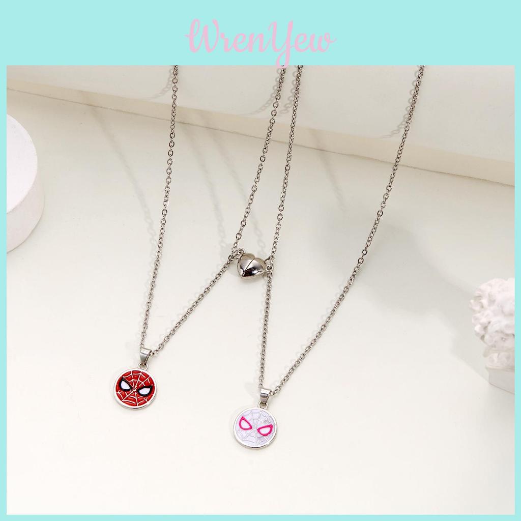 Spiderman Couple Magnetic Necklace With Geometric Pendant For Women