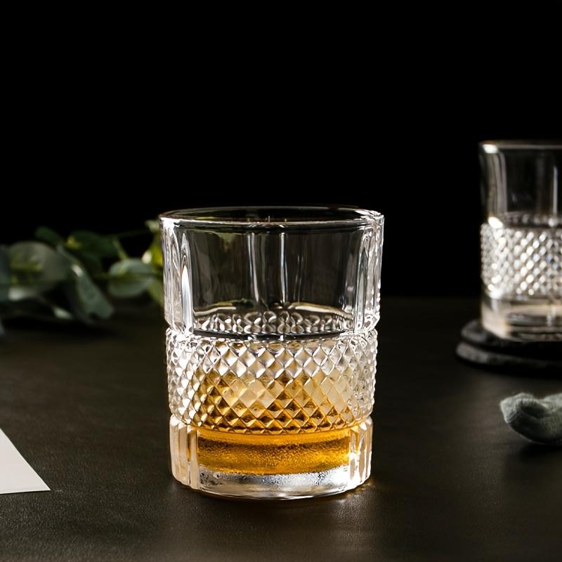 Elegant 4-Piece Embossed Crystal Glass Set – Perfect for Whiskey Cocktails & More Ideal Wedding Gift Multi-Use & Reusable