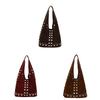 Pu Waterfall Bucket Bag With Metal Rivets For Street Style Fashion