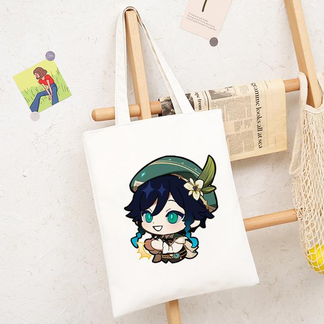 Kawaii Genshin Impact Hutao Game Shoper Bags Anime Shopper Canvas Tote Bag Shopee Store Shoppers Handbags For Women Shopping Bag