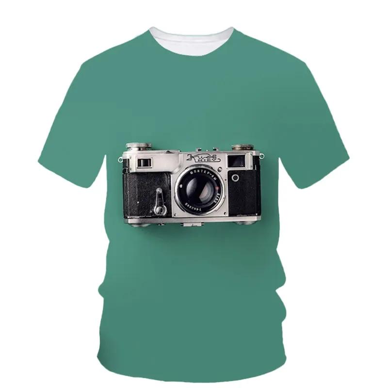 Fashion New Camera Photography Pattern Men's Printed T-shirt Street Harajuku O-neck Extra Large Short Sleeved Top
