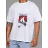 White T-Shirt with Slipknot Logo and Red Black Graphic Design for Music Fans and Casual Wear