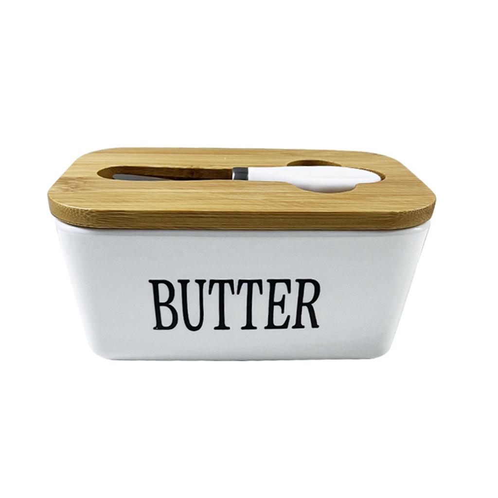 Ceramic Butter Dish With Lid Knife Butter Stick Holder Cheese Dessert Cake Tray Butter Stick Keeper Tray Home Container Butter Dish