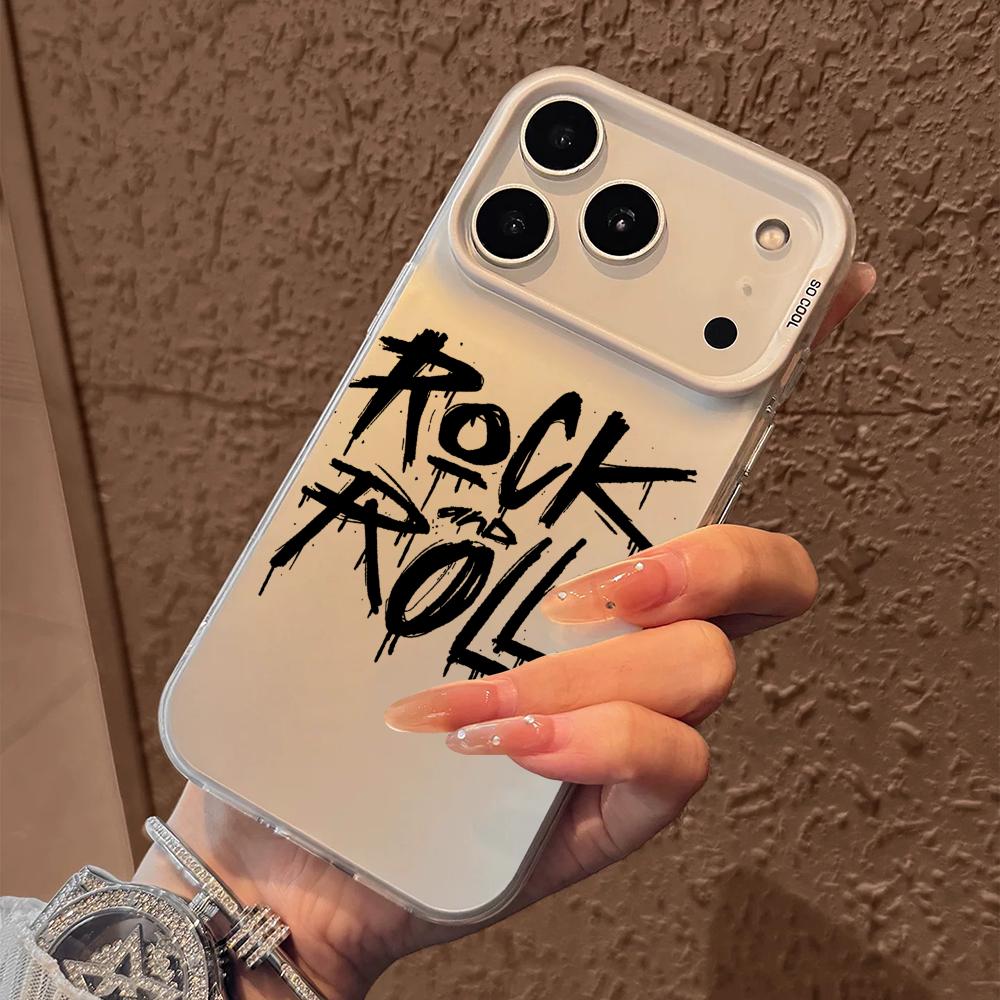 Cool Rock Roll Music Phone Case For iPhone 17 16 15 14 13 12 11 Pro Max Air Matte Laser Aurora Shockproof Funda