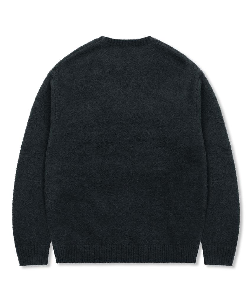 GLACK Gnt073 Button Bear Boucle Pullover Knit (Black)