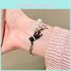 Pearl Cute Y2k Inlaid Black Cat Star Bracelet Stylish Summer Jewelry Women For