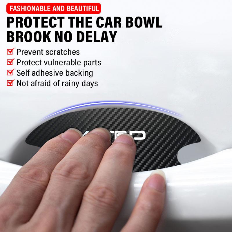 4P/Set Car Door Handle Anti-scratch Sticker Carbon Fibre for Toyota TRD GR RAV4 Avensis Yaris Levin Reiz Crown Vios Accessories