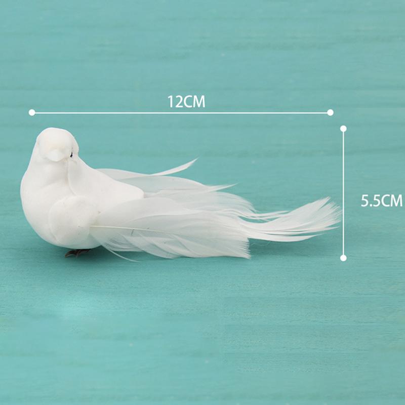 1 pieza de pájaros artificiales simulados, pájaro blanco, pájaro emplumado, decoración de paloma blanca pequeña