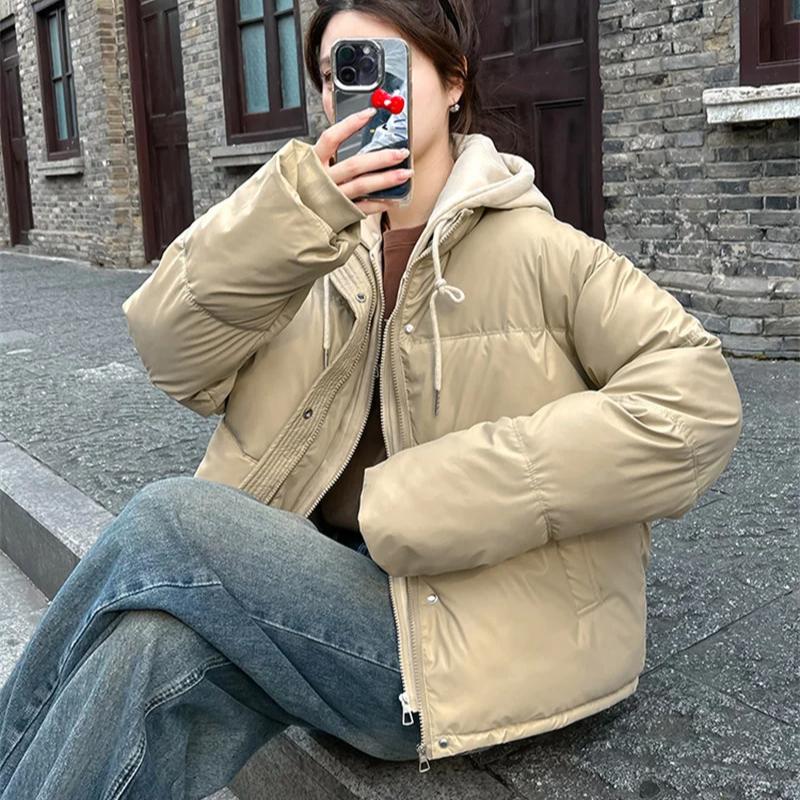 

Новая женская хлопковая куртка-парка зимняя, из двух частей, не требующая стирки, с ПУ-наполнителем из хлопка, короткое толстое пальто с капюшоном, женская верхняя одежда 2XL хаки