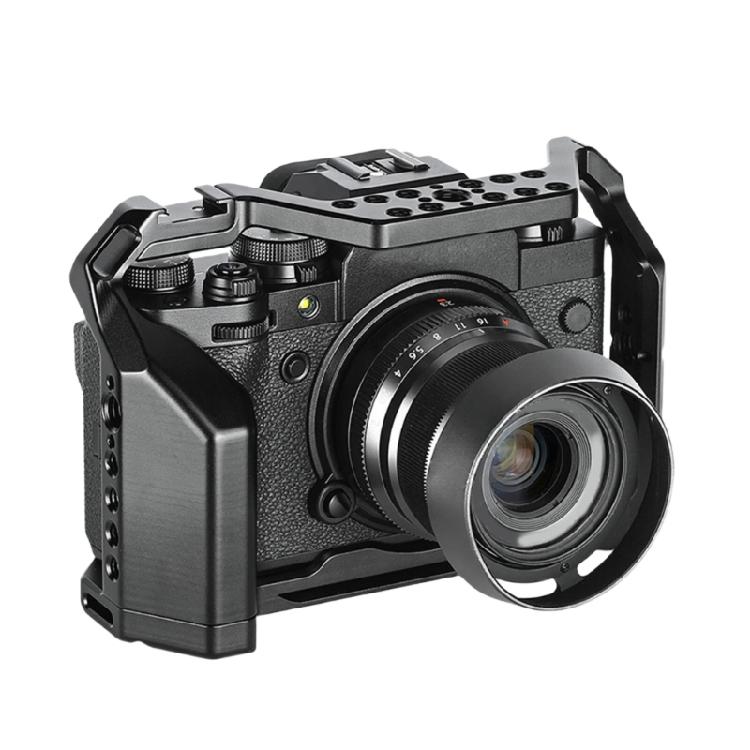 Camera Stabilization Cage for X T4 Cameras Aluminum Alloy Frame Featuring Cold Shoe Thread Holes Handle for Control