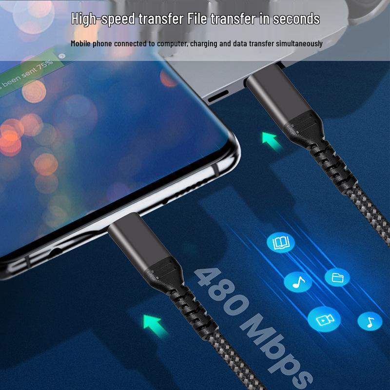 100W E-Marker PD Fast Charging Type-C to Type-C Cable, 5A, 60W Data Transfer