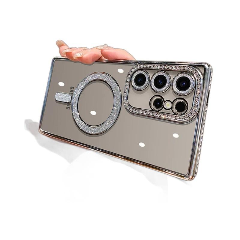 Suitable for Samsung A55 Mobile Phone Case Magnetic Flash Powder A36 Waterside Drill S25 Ultra Electroplating S24 Transparent 5G Soft A17
