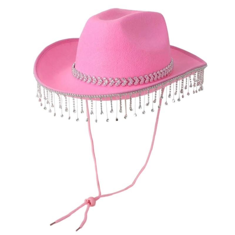 Soft Sweet Unisex Hat British Stylish Hat Rhinestones Fashionable Western Hat for Parties and Weddings