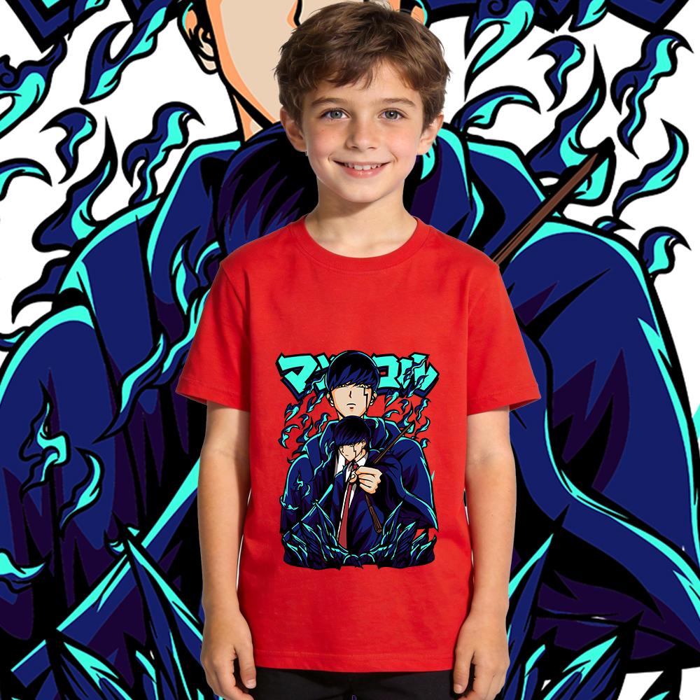 Mashle Magic and Muscles Mash Burnedead Anime Print Boys Girls Cotton T Shirt Soft Breathable Summer Top Kids Clothes 100