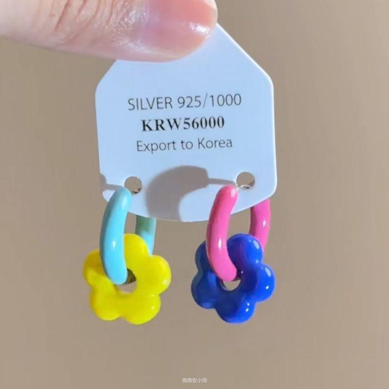 

Красочные серьги-цветы милые серьги-сердечки для сладкой девушки модные нишевые универсальные серьги