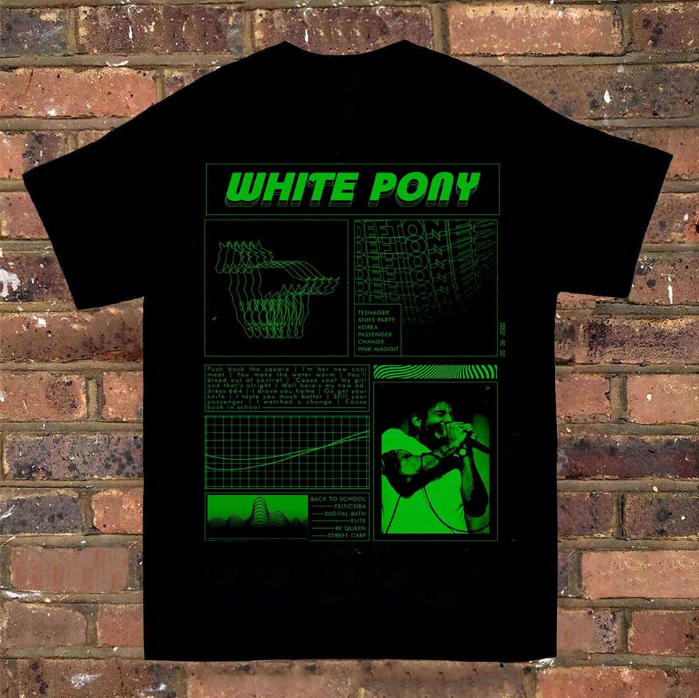

1 sideon back Inspired White Pony Deftones Band Gift For Fan S5XL Black Unisex T-Shirt L