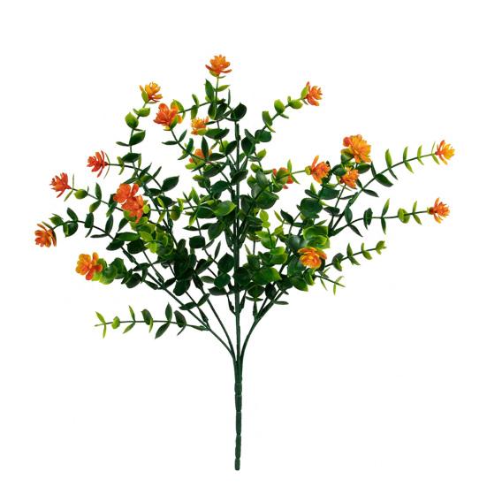 Artificial Camellia Flower with Eucalyptus Leaves 7 Fork Fake Flower with Stem UV Resistant Faux Bloom Indoor Outdoor Wedding Party Decoration