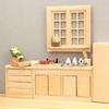 Natural Wood Dollhouses Kitchen Cabinet Miniature Furniture Model Figurine For Realistic Scene Display Arrangement