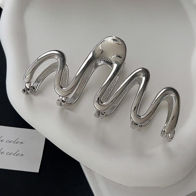 Silver Metal Geometric Shark Hair Clip for Thick Hair